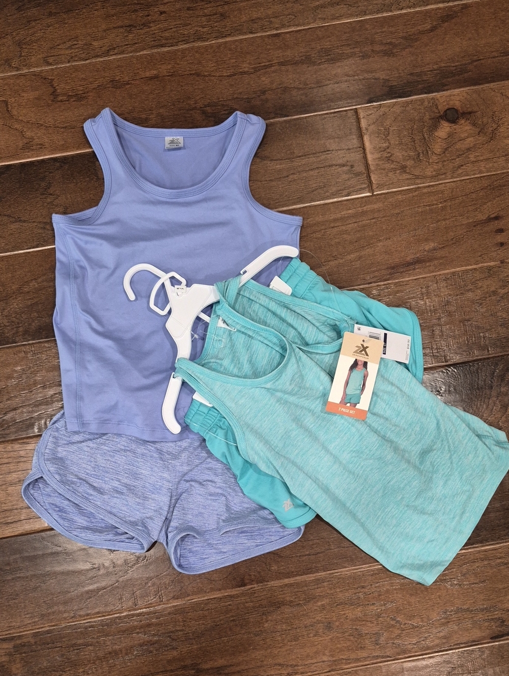 ZeroXposur Girls Two-Piece Tank & Shorts Set in Aqua Heather